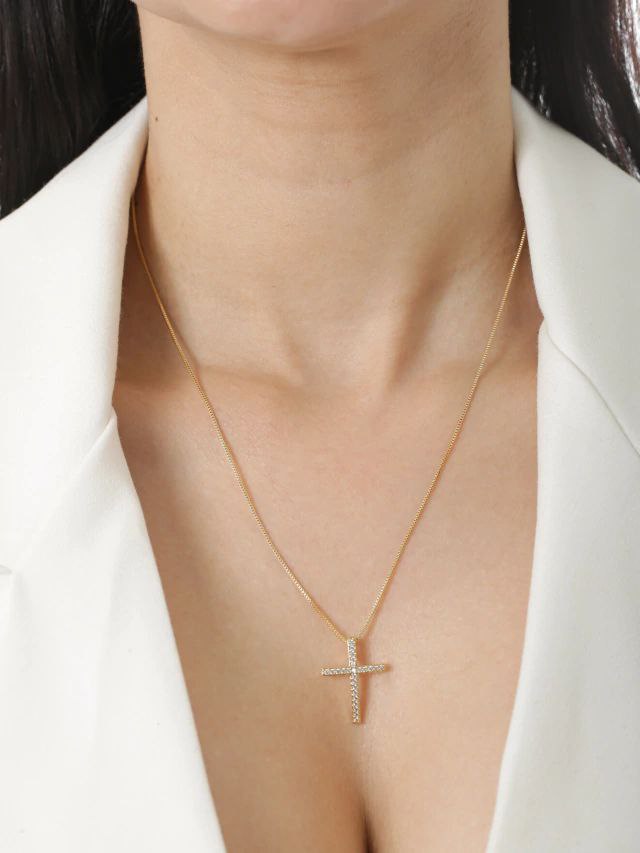 Colar Pingente Cruz Feminino - Ouro 18K