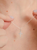 Colar de Prata 925 Cruz com Zircônias Brancas