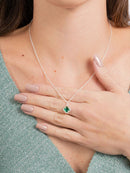 Colar de Prata 925 Trevo Detalhado Verde Pequeno