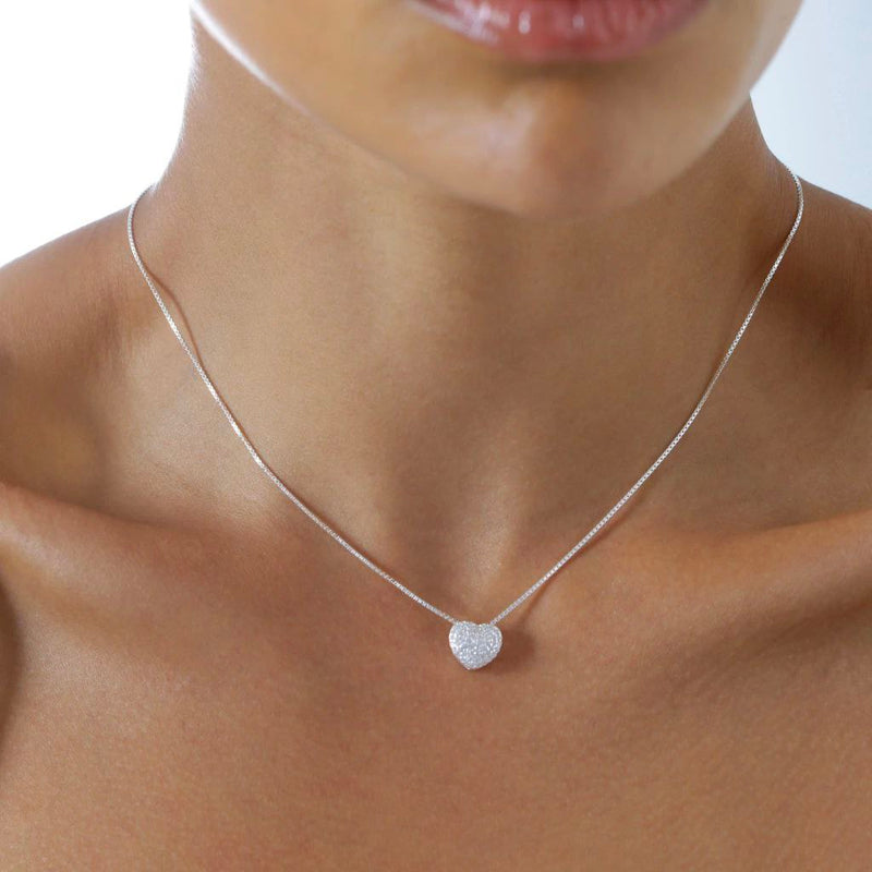 COLAR CORAÇÃO CRAVEJADO PRATA 925