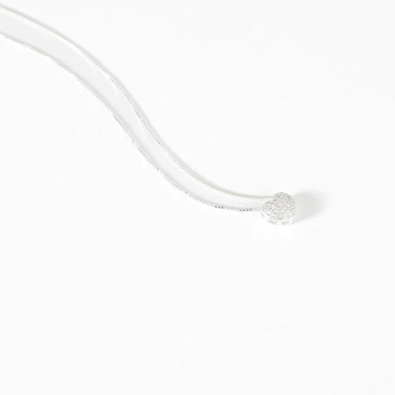 COLAR CORAÇÃO CRAVEJADO PRATA 925