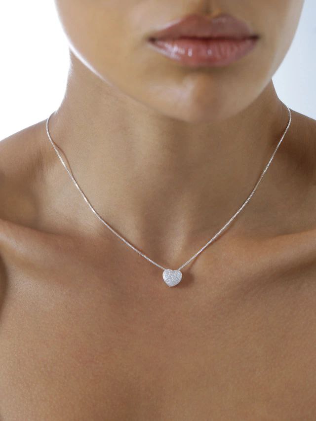 COLAR CORAÇÃO CRAVEJADO PRATA 925